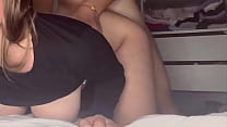 Husband is late at work at night. Hot wife can't wait. Goes to fuck the neighbor - sexy woman with big ass and big natural tits